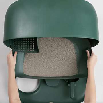 MS Cat Litter Box for Easier Handling, Enclosed Design, Prevent Sand Leakage, Easy to Clean and Asse...