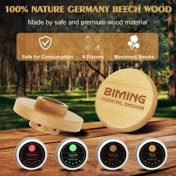 BIMING Cocktail Smoker Kit with Torch - Drink Whiskey Bourbon Smoker Infuser Kit with 4 Flavors Wood...