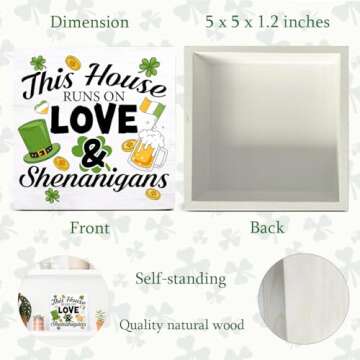 St. Patricks Day Decor This House Runs on Love and Shenanigans Wood Sign St Patricks Day Decorations...