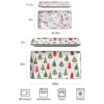 Metahom Christmas Serving Platters Set - Festive Holiday Trays