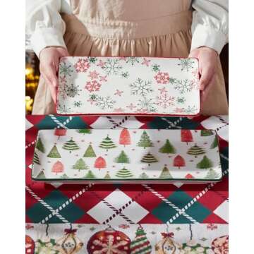 Metahom Christmas Serving Platters Set - Festive Holiday Trays