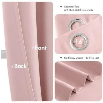 MIULEE Baby Pink Blackout Curtains for Girls' Rooms 63 Inch
