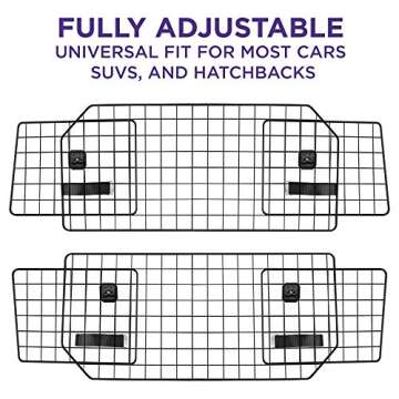 Pawple Dog Car Barrier for SUV's, Cars, Vehicles, & Trucks, Adjustable Large Pet Divider, Heavy-Duty Wire Mesh- Universal Fit