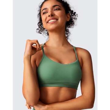 BAYDI Clouduxi Y Back Sports Bras for Women - Light Support Racerback Yoga Bra, A-C Cups Mineral Gre...