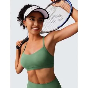 BAYDI Clouduxi Y Back Sports Bras for Women - Light Support Racerback Yoga Bra, A-C Cups Mineral Green