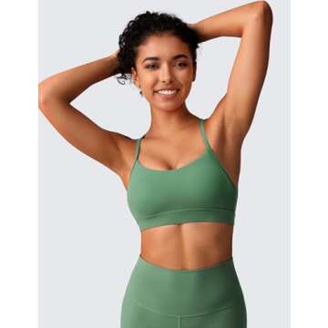 BAYDI Clouduxi Y Back Sports Bras for Women - Light Support Racerback Yoga Bra, A-C Cups Mineral Green