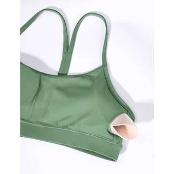 BAYDI Clouduxi Y Back Sports Bras for Women - Light Support Racerback Yoga Bra, A-C Cups Mineral Green