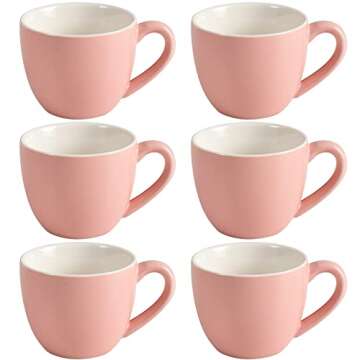 homEdge Pink Porcelain Espresso Cup Set of 6 for All Occasions