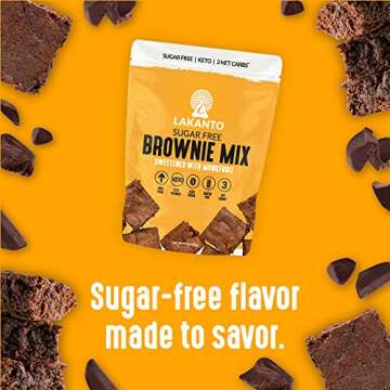 Lakanto Sugar Free Brownie Mix - Sweetened with Monk Fruit Sweetener, Keto Diet Friendly, Delicious Dutched Cocoa, High in Fiber, 3g Net Carbs, Gluten Free, Easy to Make Dessert (Pack of 1)