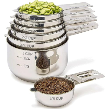 Simply Gourmet Measuring Cups Set of 7 - Stackable Stainless Steel Kitchen Gadgets