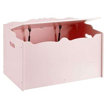 Amazon Basics Kids Toy Box, Wooden Organizer Storage Chest, Pink, 30" x 18" x 19"