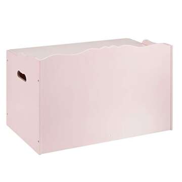 Amazon Basics Kids Toy Box, Wooden Organizer Storage Chest, Pink, 30" x 18" x 19"