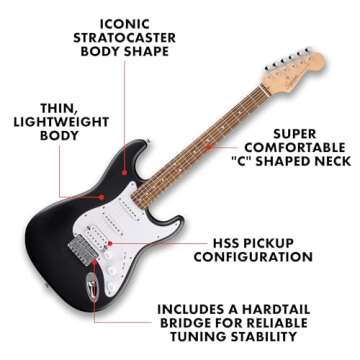 Fender Squier Debut Series Stratocaster HT HSS Electric Guitar, Beginner Guitar, 2-Year Warranty, In...