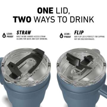 Hydrapeak Roadster 40oz Stainless Steel Tumbler Double Wall Vacuum Insulated Water Bottle With Handle And 2 in 1 Straw Lid (Lavender)