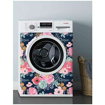 HAOKHOME Peel and Stick Modern Floral Wallpaper Pink/Green/Navy/Orange Vinyl Self Adhesive Contact Paper Decorative 17.7in x 9.8ft