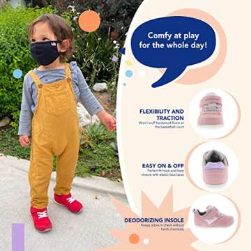 TSUKIHOSHI 2510 Racer Strap-Closure Machine-Washable Baby Sneaker Shoe with Wide Toe Box and Slip-Resistant, Non-Marking Outsole - Rose/Pink, 6 Toddler (1-4 Years)