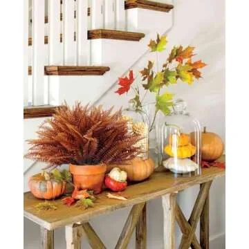 RECUTMS Artificial Ferns Plants Bushes Faux Outdoor Plant 12 Bundles Plastic Bushes UV Resistant Artificial Plants Greenery Artificial Fake Boston Fern for Home Garden Office Decor（Brown）