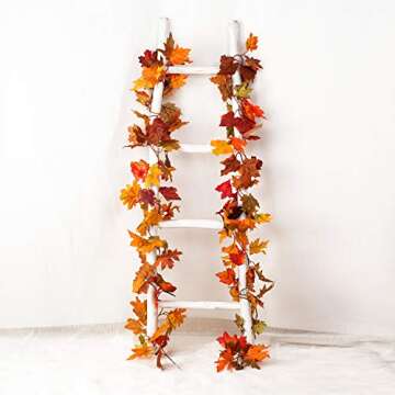 Lvydec 2 Pack Fall Maple Garland - 5.9ft/Piece Artificial Fall Foliage Garland Colorful Autumn Decor...