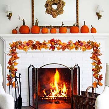 Lvydec 2 Pack Fall Maple Garland - 5.9ft/Piece Artificial Fall Foliage Garland Colorful Autumn Decor for Home Wedding Party (Mixed Color)