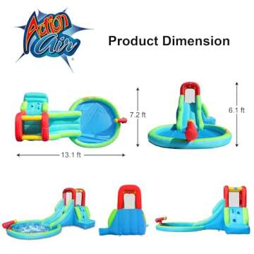ACTION AIR Inflatable Waterslide, Bounce House with Slide for Wet and Dry, Kids Backyard Waterpark f...