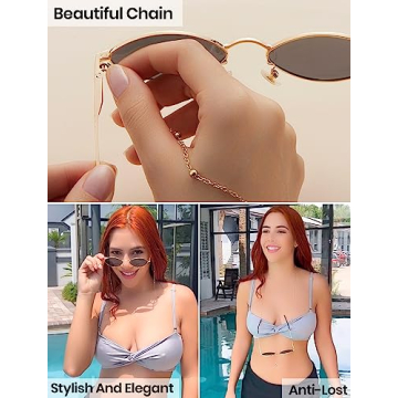 Veda Tinda Retro Sunglasses with Chain UV400 Protection