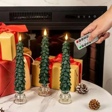Beautiful Flameless Christmas Tree Candles with Remote
