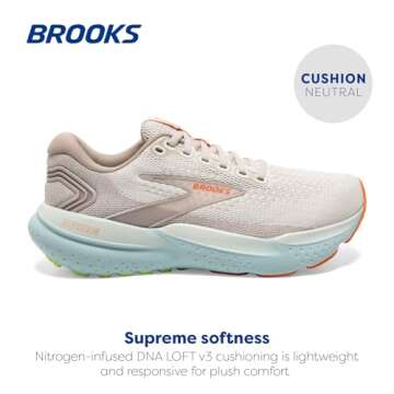 Brooks Women’s Glycerin 21 Neutral Running Shoe - Coconut/Aqua/Autumn Sunset - 9.5 Wide