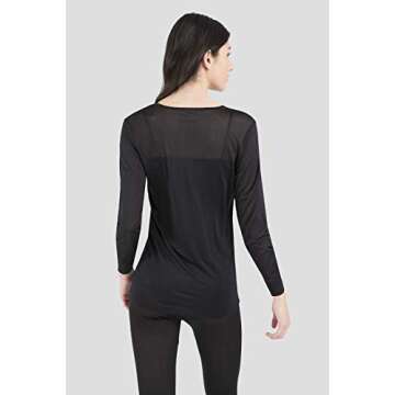 Terramar Women's Thermasilk Pointelle Scoop - Black