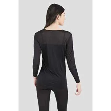 Terramar Women's Thermasilk Pointelle Scoop - Black