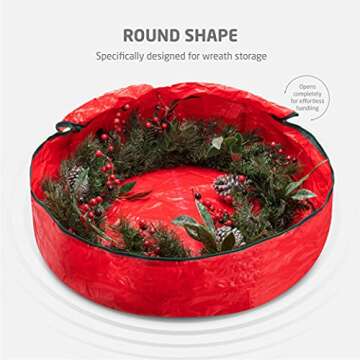 ZOBER Christmas Wreath Storage Container - 30 Inch, Waterproof Plastic Wreath Storage Bag - Dual Zippered Wreath Bag - Durable Stitch Reinforced Handles - Wreath Christmas Storage - 2 Pack