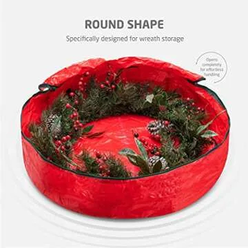 ZOBER Christmas Wreath Storage Container - 30 Inch, Waterproof Plastic Wreath Storage Bag - Dual Zippered Wreath Bag - Durable Stitch Reinforced Handles - Wreath Christmas Storage - 2 Pack