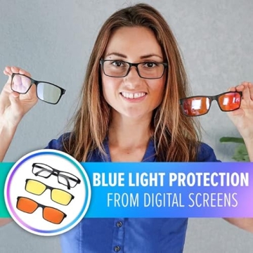 DefenderShield Blue Light Glasses - Premium Eye Protection 2 in 1