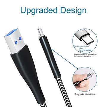 USB Type-C Charger Cord 3FT 3FT 6FT for Samsung Galaxy A13 A12 A32 5G A50 A20 S10 Plus S20 Ultra FE Tab S4 S5e S6,Note 10 9,LG G8 V35 Thinq,Moto G Power 2024 2023 Phone Charging Cable,Fast Charge Wire