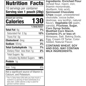 Pillsbury Mini Soft Baked Cookies, Chocolate Chip, Snack Bags, 10 Ct, 10 oz