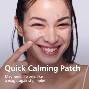 EasyDerm Quick Calming Magnesium Patches – Hydrocolloid Acne Spot Treatment with Tea Tree & Cica, 10 Patches, Zit Sticker, TikTok Viral Blemish Patch