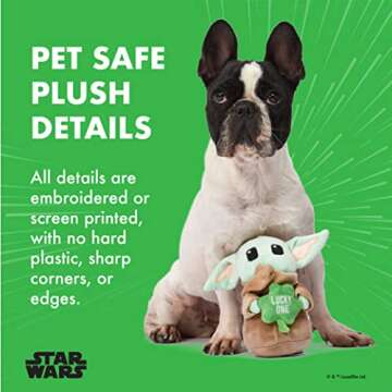 STAR WARS St Patty's 6" Grogu Lucky One Squeaker Pet Toy | St. Patrick’s Day Toy Themed Grogu Baby...