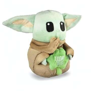 STAR WARS St Patty's 6" Grogu Lucky One Squeaker Pet Toy | St. Patrick’s Day Toy Themed Grogu Baby Yoda The Child | Medium Dog Squeaker Toy for Dogs, (FF19509)