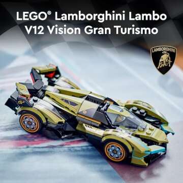 LEGO Speed Champions Lamborghini Lambo V12 Vision GT Super Car, Formula 1 Vehicle Toy, Driving Plays...