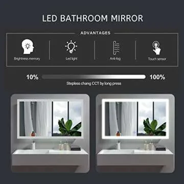 DP Home LED Bathroom Mirror with Lights, Anti Fog Dimmable, Bluetooth Speaker Vertical/Horizontal Mount, Modern Wall Mirror with Lights, 55 x 28 Inch (E-N031-D) Wall Mounted Makeup LED Vanity Mirror