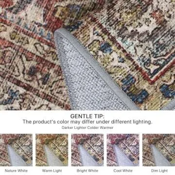 Bavni Area Rug 6x9 Vintage Washable Non-Slip Design