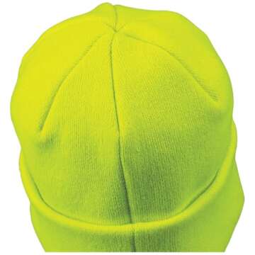 Klein Tools 60568 Heavy Knit Hat with Wide Cuff, Yellow, One Size Fits Most, Vintage Patch Logo