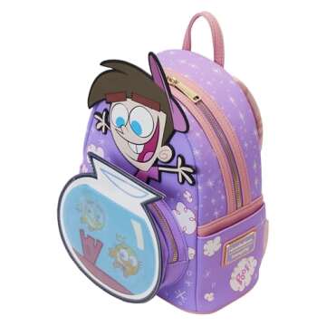Loungefly Nickelodeon: Fairly Odd Parents Lenticular Timmy Turner with Fishbowl Cosmo and Wanda Mini-Backpack, Amazon Exclusive