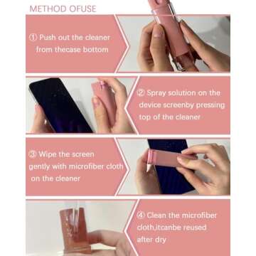 Car Screen Cleaner Travel Cleaning Kit 2in1 Touchscreen Mist Cleaner Spray and Wipe for Phone iPad MacBook AirPods Car Display Cellphones Tablet Versatile Cleaners (2 Units)