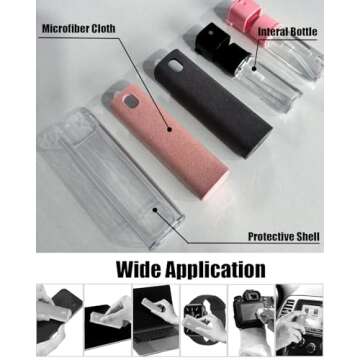 Car Screen Cleaner Travel Cleaning Kit 2in1 Touchscreen Mist Cleaner Spray and Wipe for Phone iPad MacBook AirPods Car Display Cellphones Tablet Versatile Cleaners (2 Units)