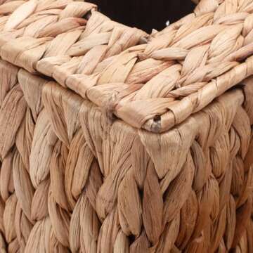 Water Hyacinth Tissue Box Cover Square, Boho Decorative Rattan Tissue Box Holder, Nightstand Organizer, Bedside Organizer, Remote Holder for Bed by YANGQIHOME, 9.00 x 5.90 x 6.30 inches