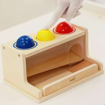 Dailyfunn Montessori Toys Object Permanence Box, Ball Tracker Drop Push Toy for Boy Girl Baby Toddle...