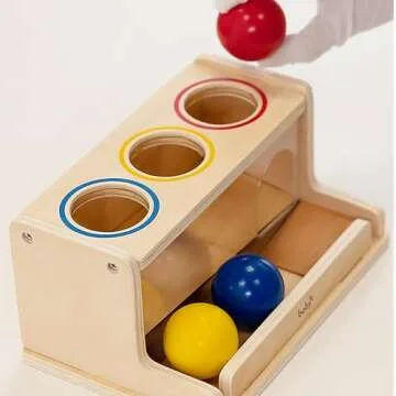 Dailyfunn Montessori Toys Object Permanence Box, Ball Tracker Drop Push Toy for Boy Girl Baby Toddler Kid Preschooler 1-3 Years Old