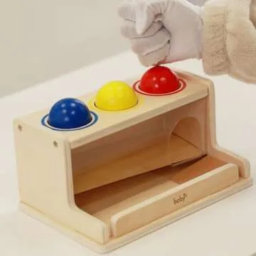 Dailyfunn Montessori Toys Object Permanence Box, Ball Tracker Drop Push Toy for Boy Girl Baby Toddler Kid Preschooler 1-3 Years Old
