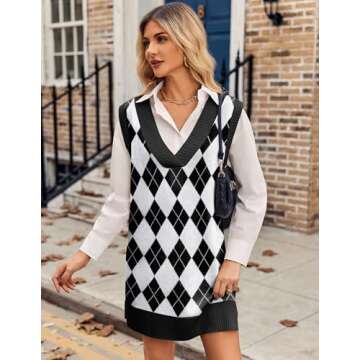 Zeagoo Women's Oversized Sweater Vest Dress V Neck Knit Pullover Sweater Vest Sleeveless Sweater Loo...