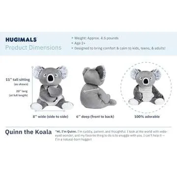 HUGIMALS Quinn The Koala 4.5 lb Heavy Cute Weighted Comfort Plush Large Unscented Self Care Stuffed Animal for All Ages - Kids, Teens and Adults